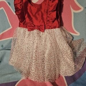 Elegant Red and White Kids Formal Dress